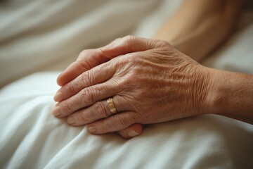 Nurse Caring for Elderly Patient Hand in Hospital Bedside Compassion Support