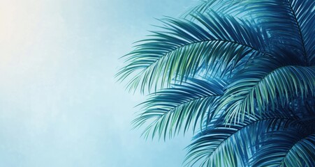 Fototapeta premium Palm Leaves on Blue Background for Spring Celebration and Easter