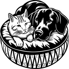 Obraz premium black cat and dog