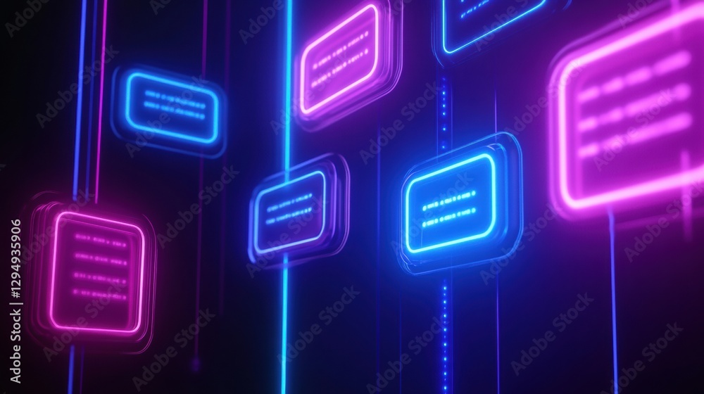 Leinwandbilder Floating message bubbles in vibrant colors creating a digital chat environment for social interaction. Generative AI