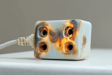 Burned Electrical Plug Socket Hazard Short Circuit Fire Risk Safety Equipment