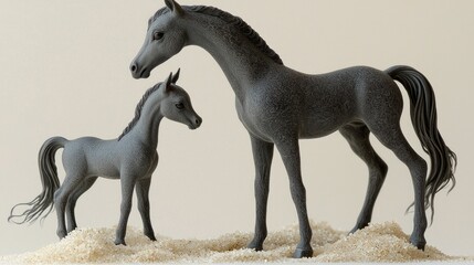 Obraz premium baby kelpie displays enchanting beauty its slick dark blue coat glistening and tiny webbed hooves. Its seaweed like mane flows gracefully creating mythical allure.