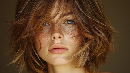 striking barbershop advertisement highlights layered shag haircut dramatic movement. dark moody background enhances messy styling for bold rock inspired look.