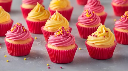 Delicious Pink Yellow Cupcakes Sprinkles Sweet Treats