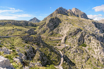 Fototapeta premium Winding mountain road in Serra de Tramuntana in Mallorca