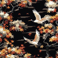 Obraz premium Elegant Autumn Scene with Cranes