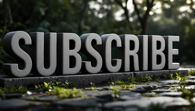 Subscribe Button Stone Text in Nature Setting - Powered by Adobe