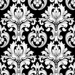 Elegant Black and White Floral Damask Pattern