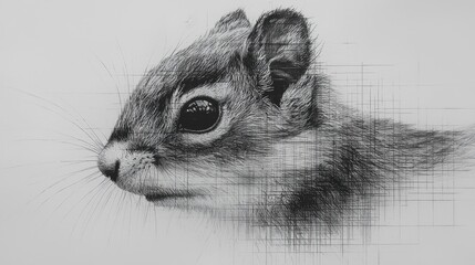 Detailed close-up of a squirrel's profile showcasing intricate fur texture and expressive eyes