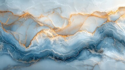 Abstract marble texture with blue and gold veins, creating a serene and elegant backdrop