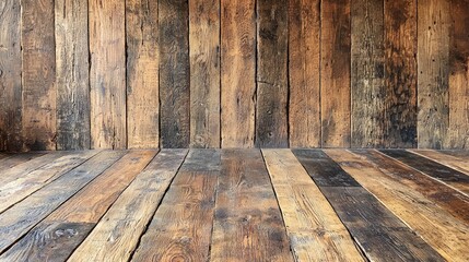 Vintage Wooden Floor with Weathered Planks for Rustic Settings