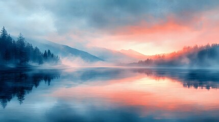 Fototapeta premium A Captivating Tranquil Abstract Landscape in Soft Pastels Inviting Serenity and Dreamy Peace
