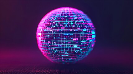Obraz premium Abstract Technology Sphere, Global Network, Futuristic Background