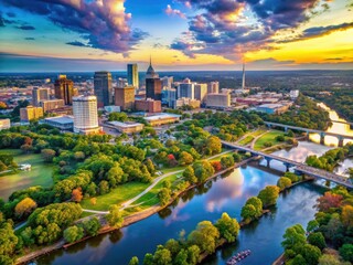 Fototapeta premium Richmond VA 2023 Arrival: Stunning 4K Aerial Drone & Macro Photography