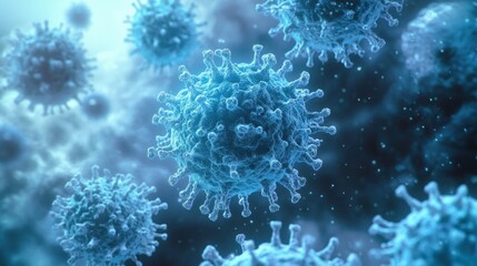 Microscopic View of Viruses in 3D Rendering with Intricate Details and Textures Calm Atmosphere