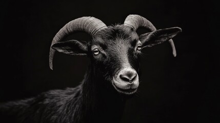 Obraz premium Black Goat Portrait - Studio Shot