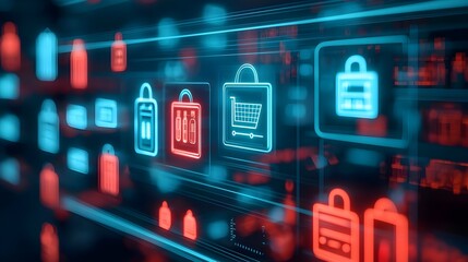 E-commerce Security: Digital Shopping Online with Abstract Technology Background