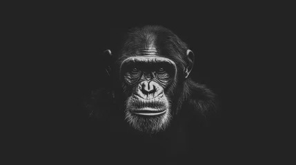 Chimpanzee Portrait Black Background © musa