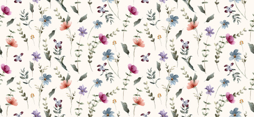 floral garden watercolor seamless pattern