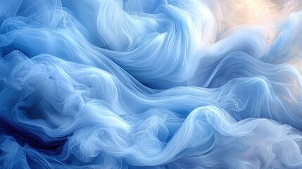 Obraz premium Soft flowing blue fabric-like textures creating a serene atmosphere with gentle light