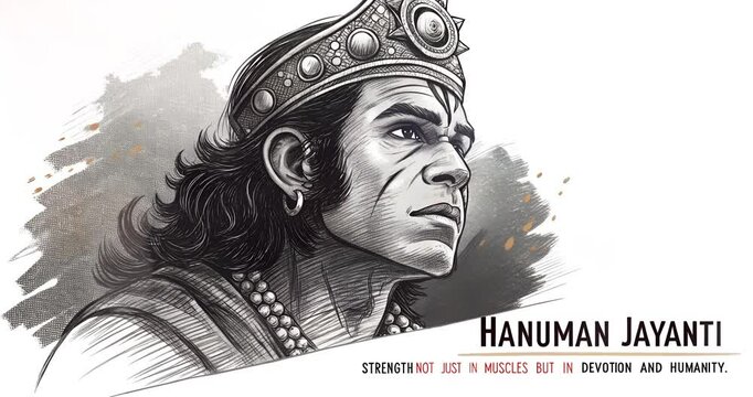 Hanuman Jayanti sketch illustration with quotes. Happy Hanuman Jayanti Day.