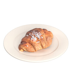 3D rendering illustration of a croissant with nib sugar