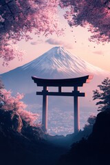 Beautiful cherry blossom flower and vintage building in Spring.