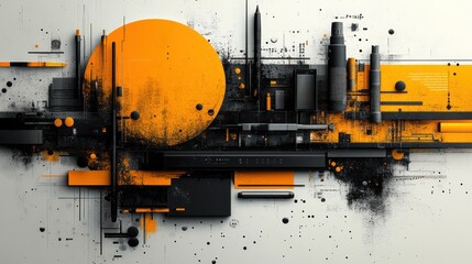 Black and Yellow Tool Set Circular Frame with Blank Space for Text