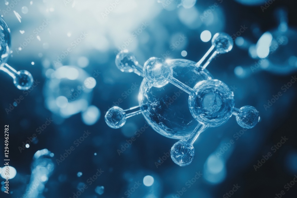 Poster microscopic gas particles float freely in the air, showcasing intricate structures and dynamic movem