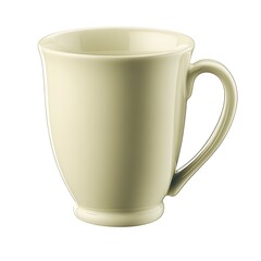 Isolated light beige ceramic mug,  simple design,  studio shot,  blank background