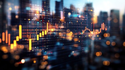 Fototapeta premium Vibrant cityscape at night showcasing bright lights and urban architecture with a clear sky