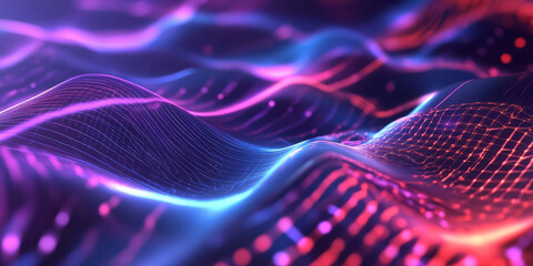 A mesmerizing abstract background featuring softly pulsating holographic currents weaving into a radiant cybernetic energy field. The seamless motion and glowing reflections enhance the high-tech