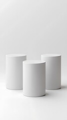 White cylinders, display, studio, background, mockup