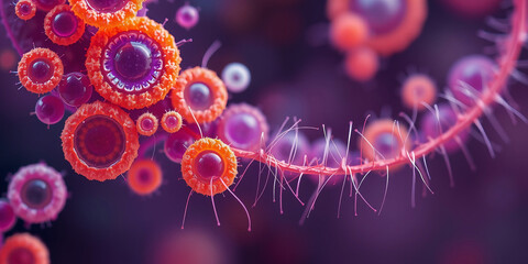 Abstract texture displays colorful bubbles and organic formations