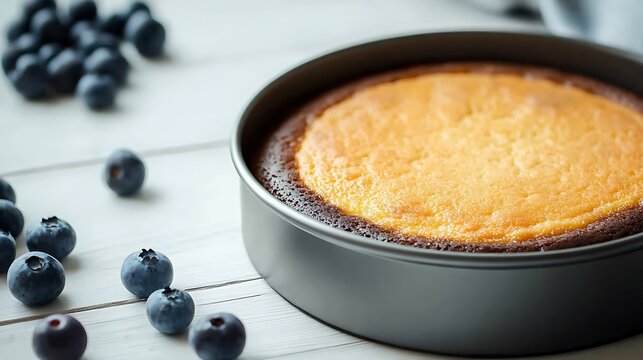 Baked Cheesecake in a Tin with Blueberries / ブルーベリーを添えた型入りベイクドチーズケーキ