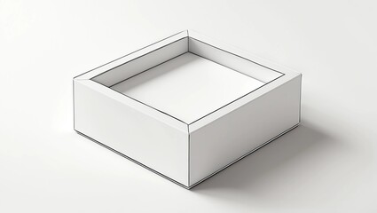 White horizontal rectangle blank box from top side far angle 