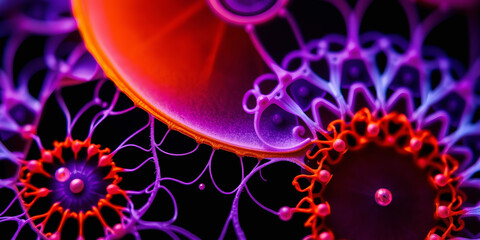 Abstract texture displays colorful bubbles and organic formations