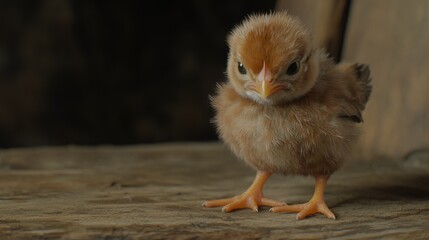 Angry chickling wood barn background farm