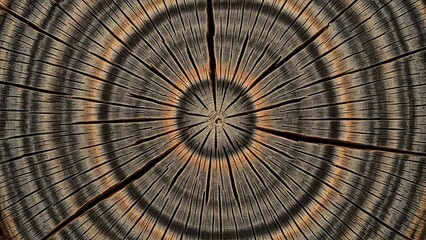 Radial Wood Texture: Cross Section of Tree Trunk