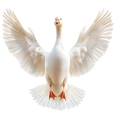 Obraz premium White goose landing, wings spread
