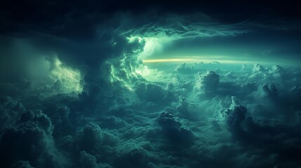 Stormy cloudscape, aerial view