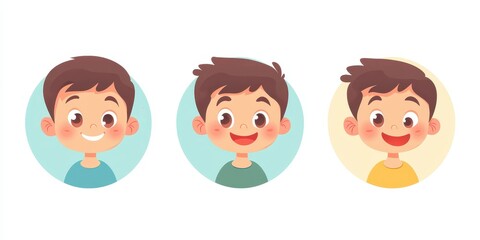 Three Happy Boys: Joyful Cartoon Portraits