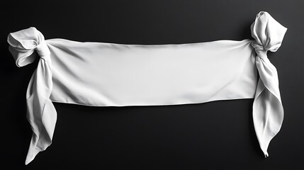 White ribbon, dark background, blank space, mockup