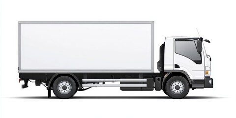 White Box Truck, Delivery Vehicle, Cargo Transportation, Commercial Vehicle, Side View Illustration