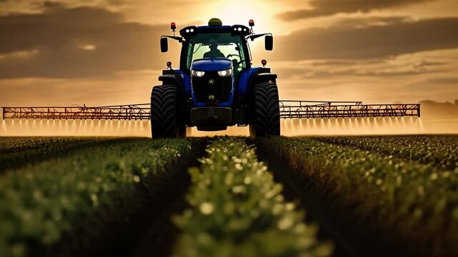 Farm Tractor on a Field: A powerful farm tractor navigates a vibrant field, showcasing agricultural prowess against a scenic backdrop.