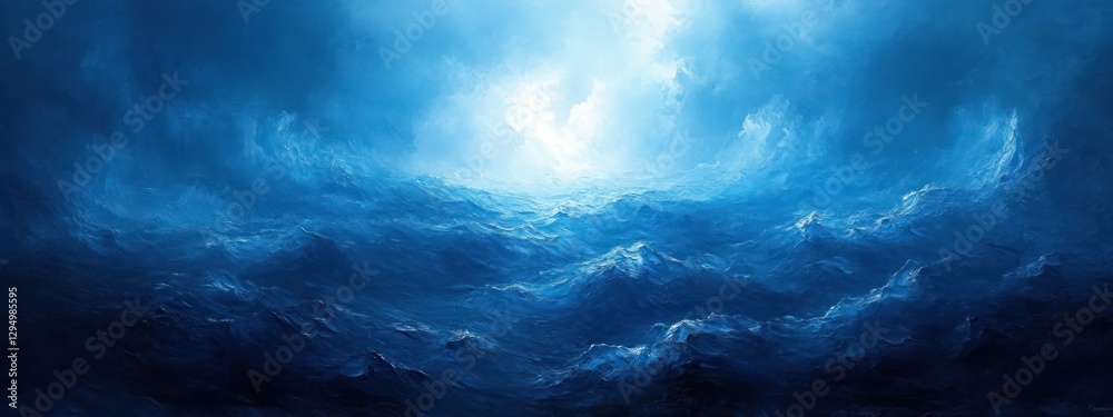 Poster deep blue impressionist abstract background with marbled texture for elegant design