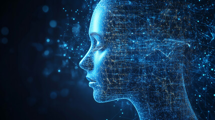 Futuristic Digital Woman with Flow and Neon Lights