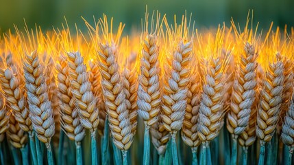 Golden Wheat Fields at Sunset - Agricultural Harvesting Beauty