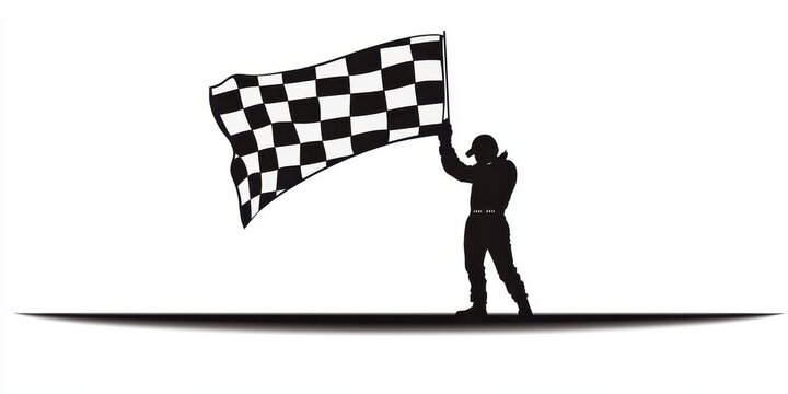 Silhouette of a Person Holding a Checkered Flag: A Symbol of Victory and Triumph in Racing