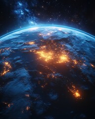 Earth from Space Night View City Lights Europe